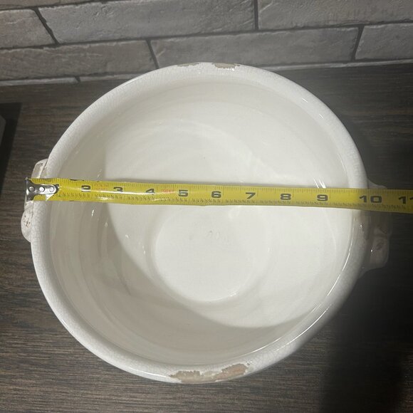 NWT Distressed Farmhouse Style Ivory Bowl With Crackle Glaze - Picture 6 of 8